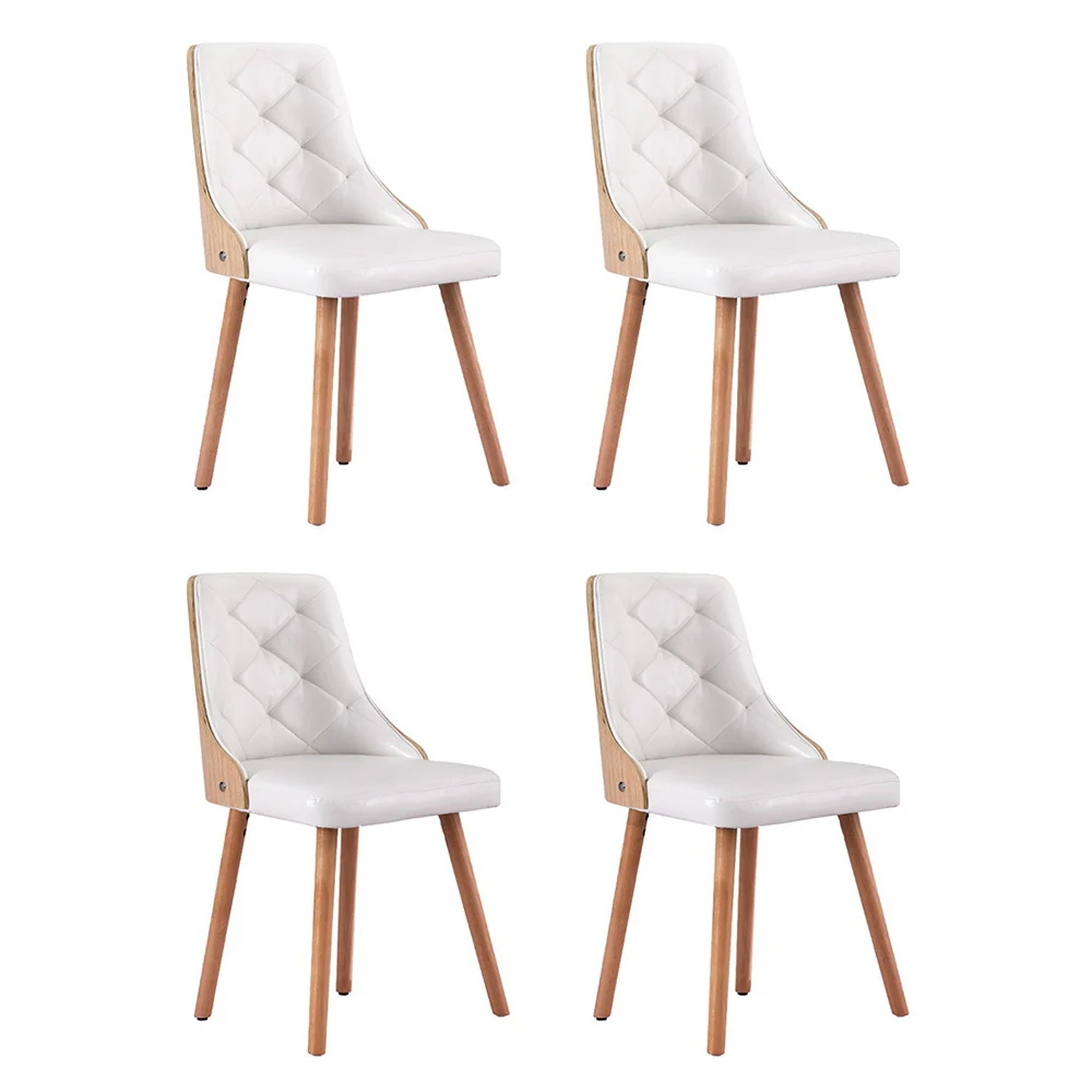 Set of 4 Dining Chairs White PU