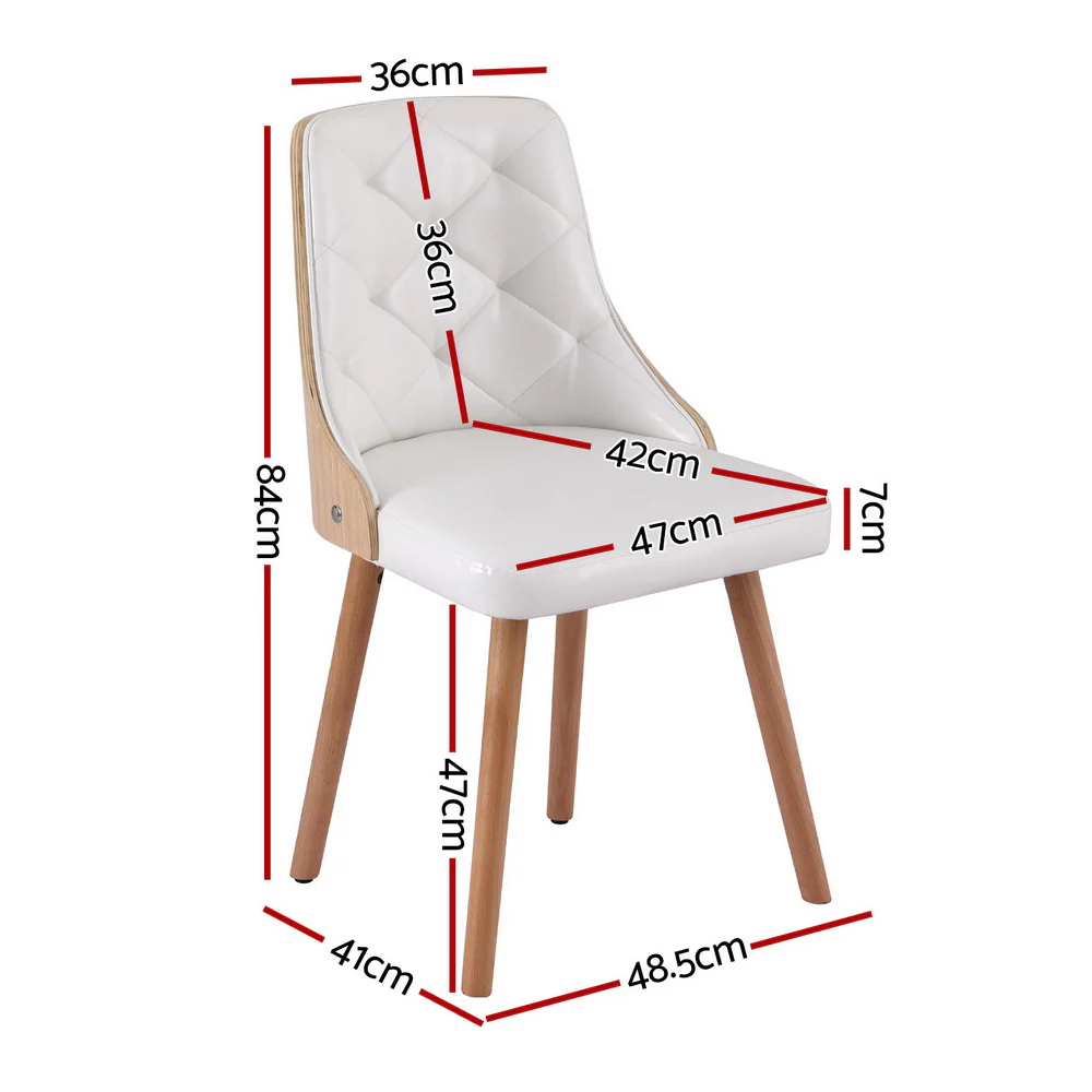 Set of 4 Dining Chairs White PU - Image 2