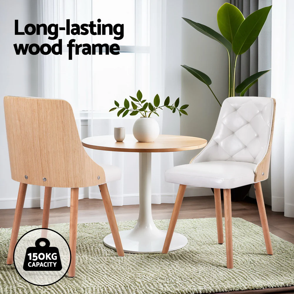 Set of 4 Dining Chairs White PU - Image 4