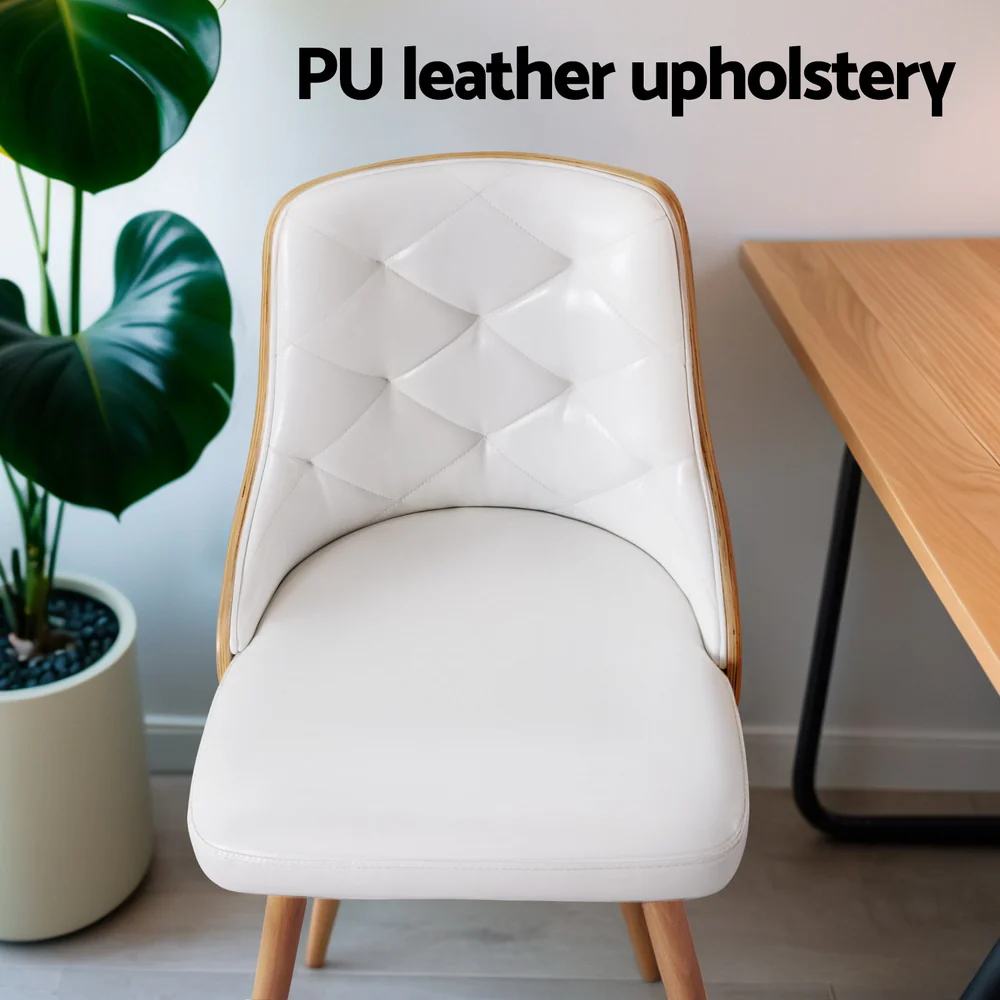 Set of 4 Dining Chairs White PU - Image 5