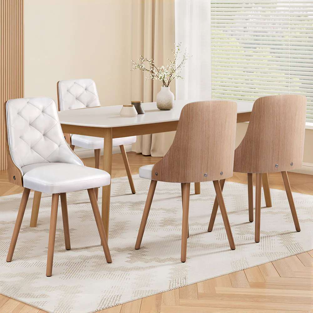 Set of 4 Dining Chairs White PU - Image 7
