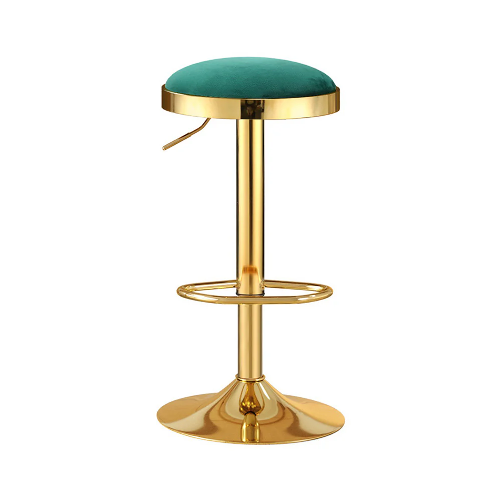 Set of 4 Eden Velvet Bar Stools – Green & Gold - Image 4
