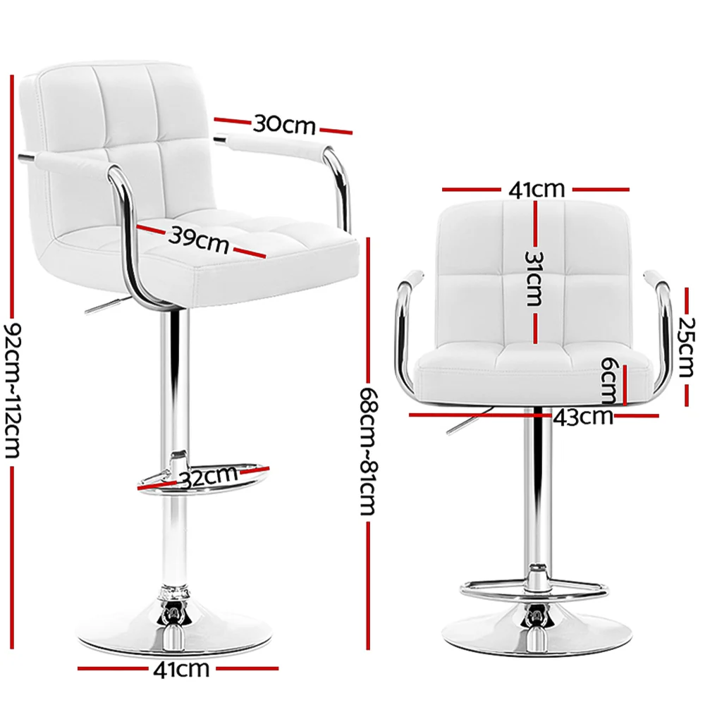 Set of 4 Elara Swivel Leather Bar Stools – White - Image 2