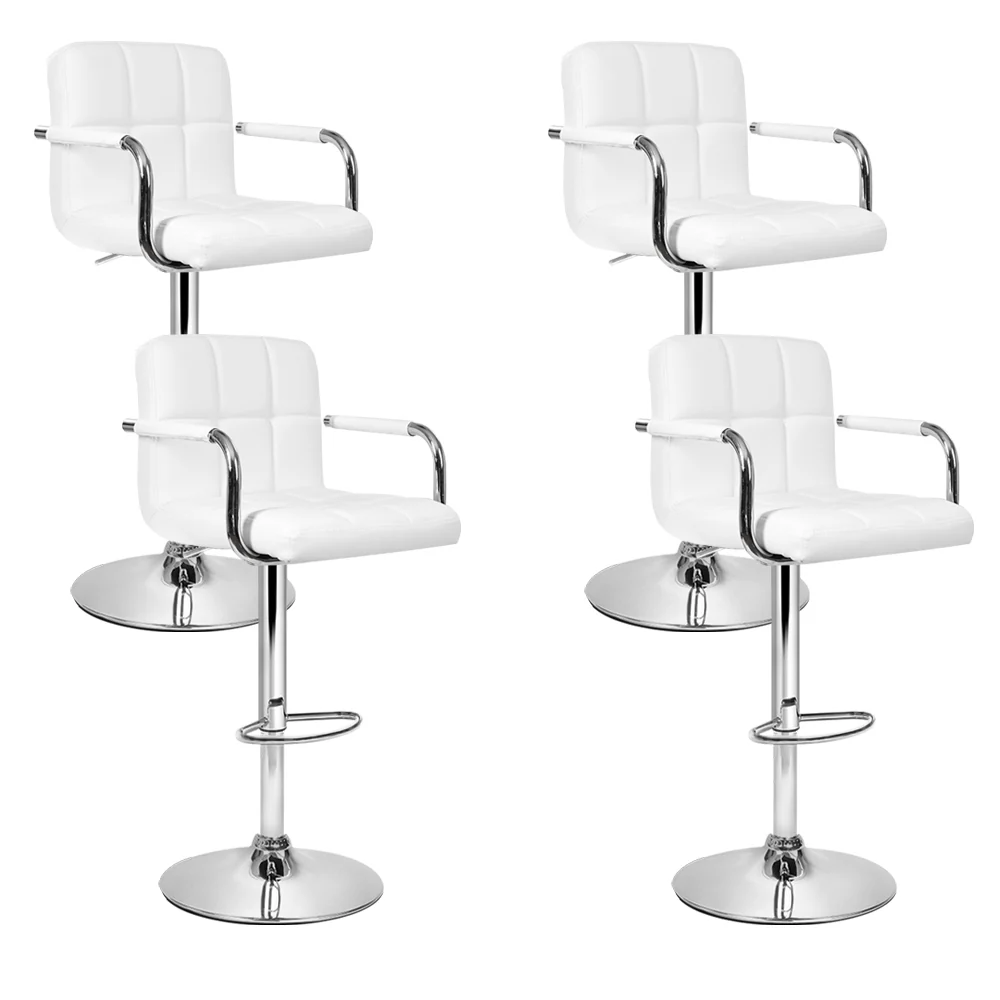 Set of 4 Elara Swivel Leather Bar Stools – White - Image 8