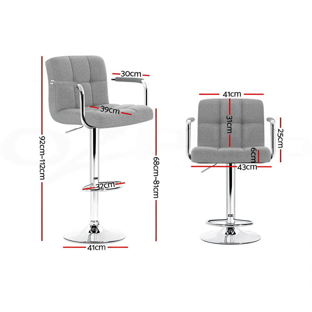 Set of 4 Elara Swivel Upholstered Bar Stools – Grey - Image 2