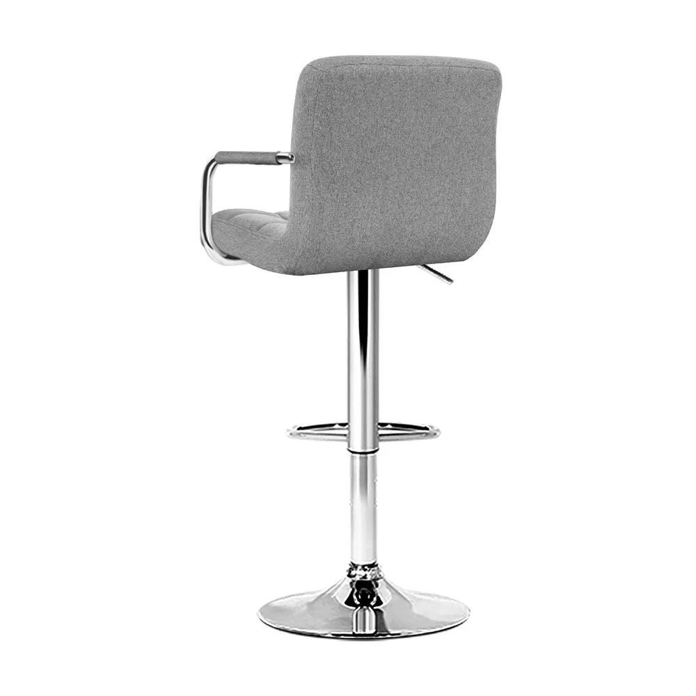 Set of 4 Elara Swivel Upholstered Bar Stools – Grey - Image 3