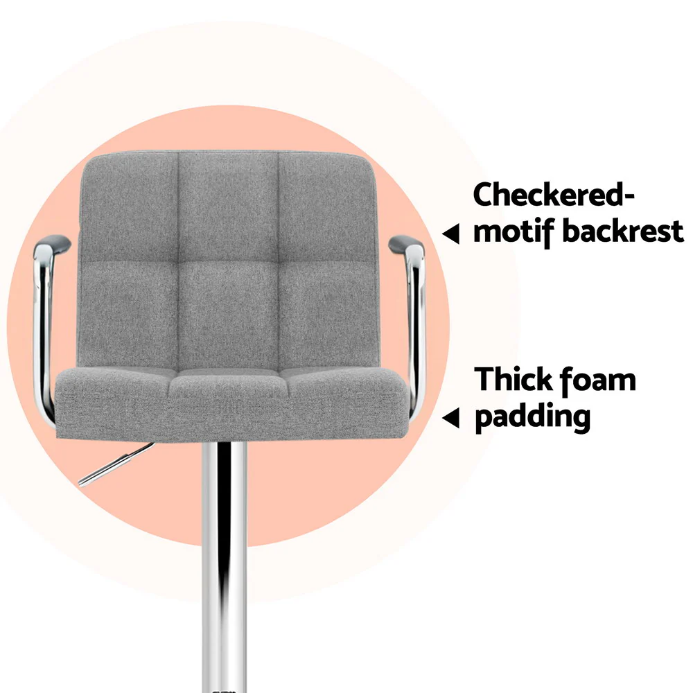 Set of 4 Elara Swivel Upholstered Bar Stools – Grey - Image 5