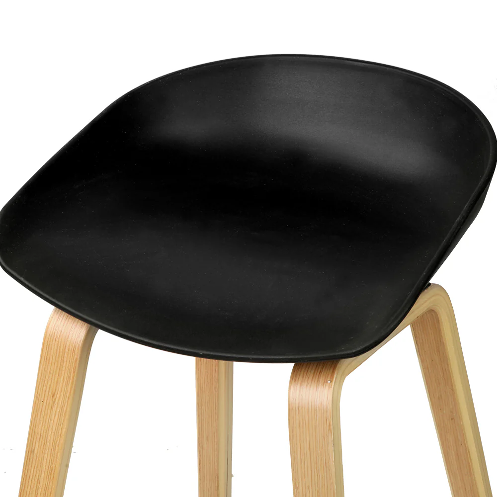Set of 4 Elliot Bentwood Bar Stools - Wooden & Black - Image 4