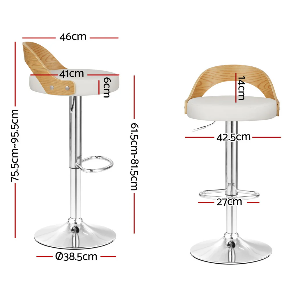 Set of 4 Ellison Gas Lift Bar Stools – White - Image 2
