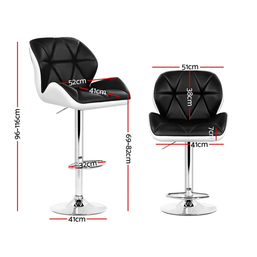 Set of 4 Evaro Two-Tone Swivel Bar Stools – Black and White - Image 2