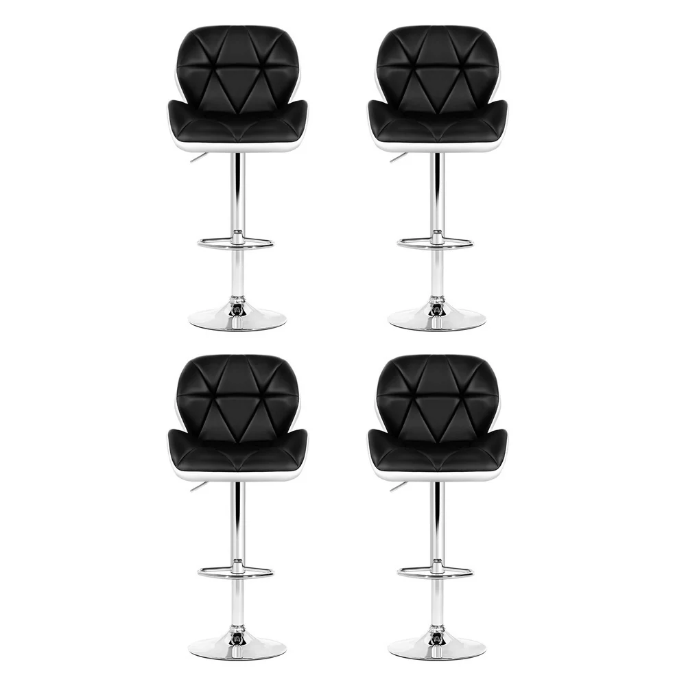Set of 4 Evaro Two-Tone Swivel Bar Stools – Black and White - Image 3