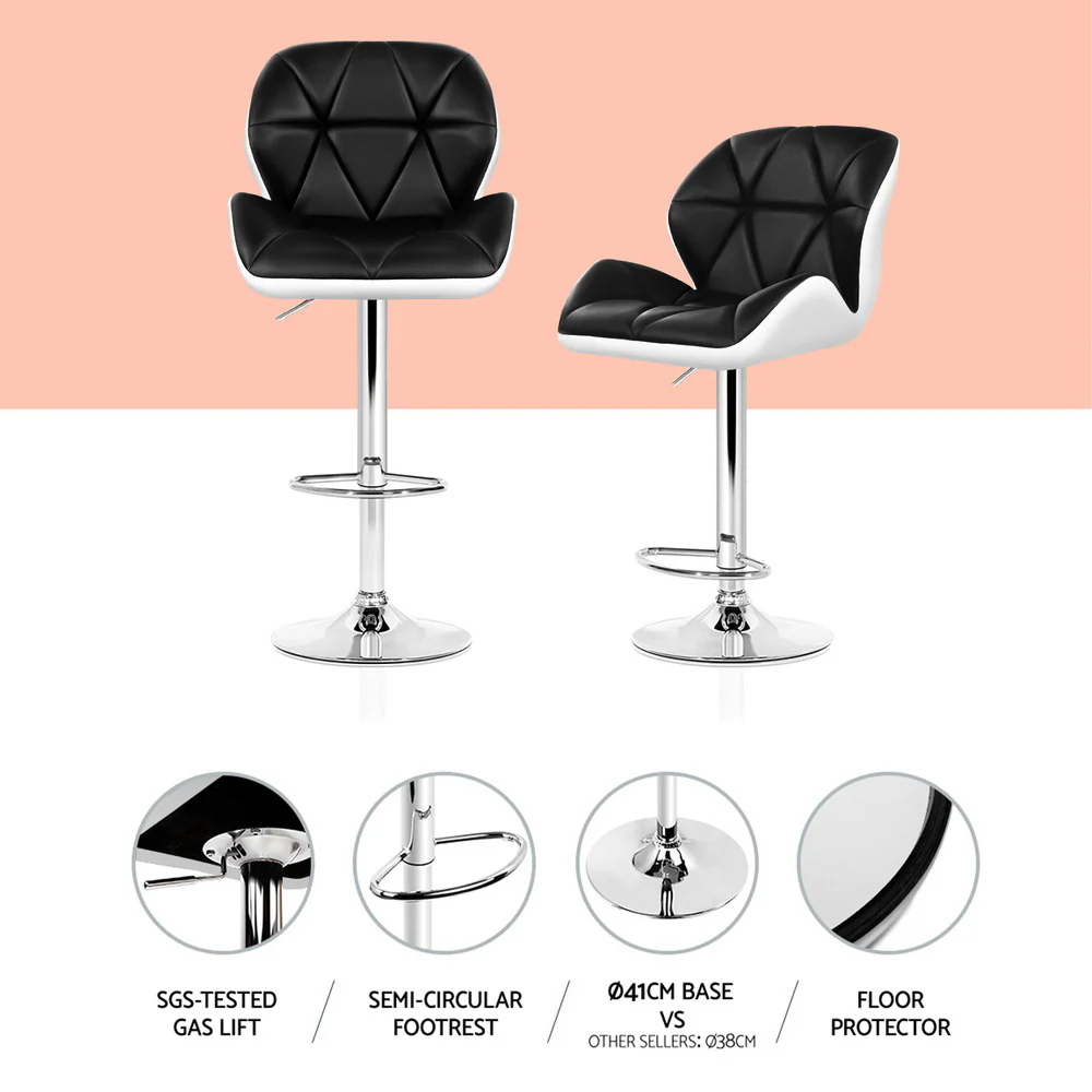 Set of 4 Evaro Two-Tone Swivel Bar Stools – Black and White - Image 4