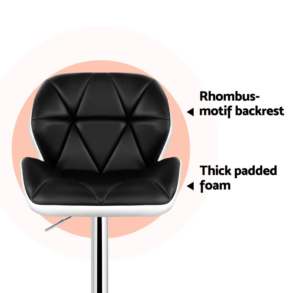 Set of 4 Evaro Two-Tone Swivel Bar Stools – Black and White - Image 5