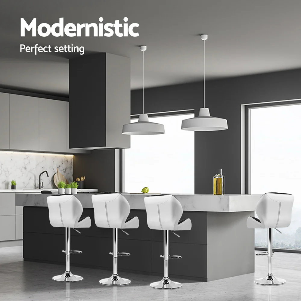 Set of 4 Evaro Two-Tone Swivel Bar Stools – Black and White - Image 6