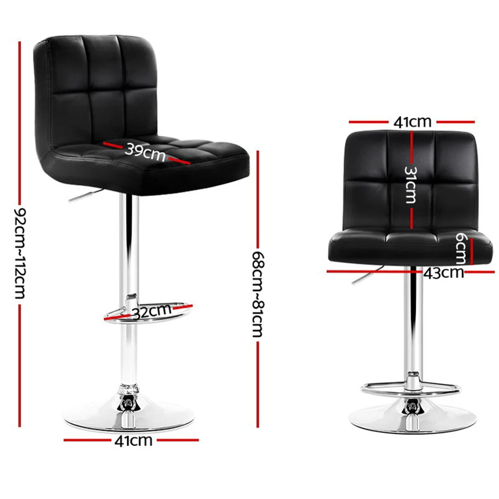 Set of 4 Evren Swivel PU Leather Bar Stools – Black - Image 2