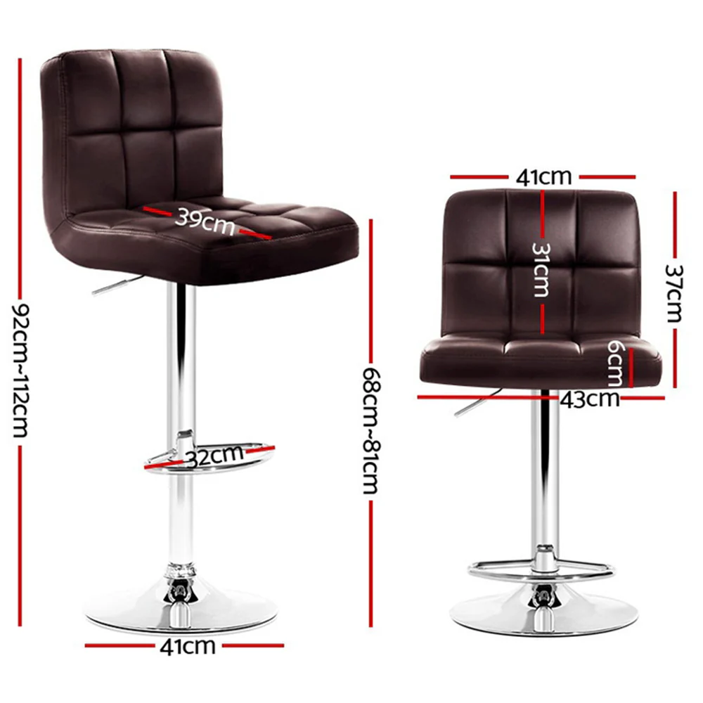Set of 4 Evren Swivel PU Leather Bar Stools – Chocolate - Image 2