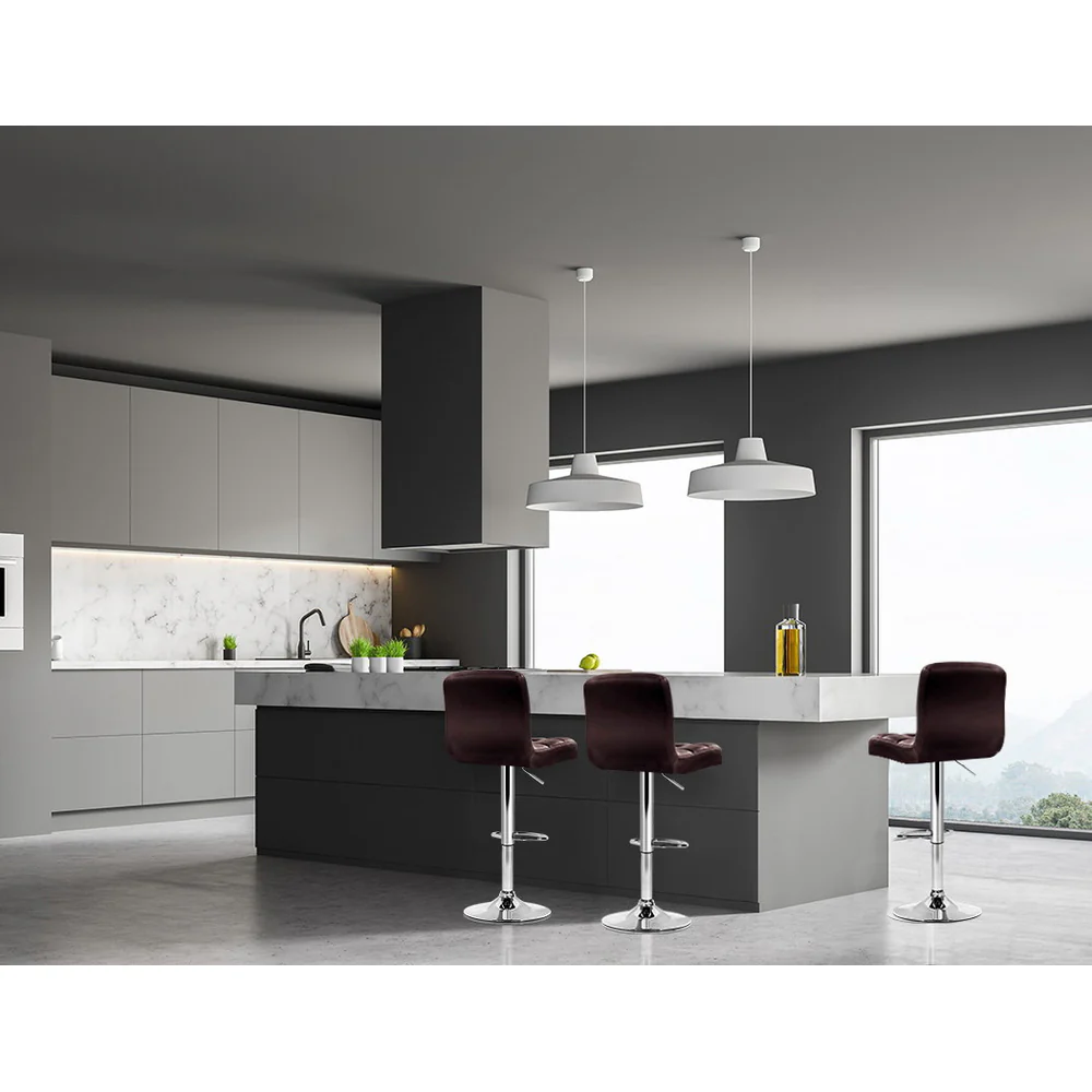 Set of 4 Evren Swivel PU Leather Bar Stools – Chocolate - Image 6