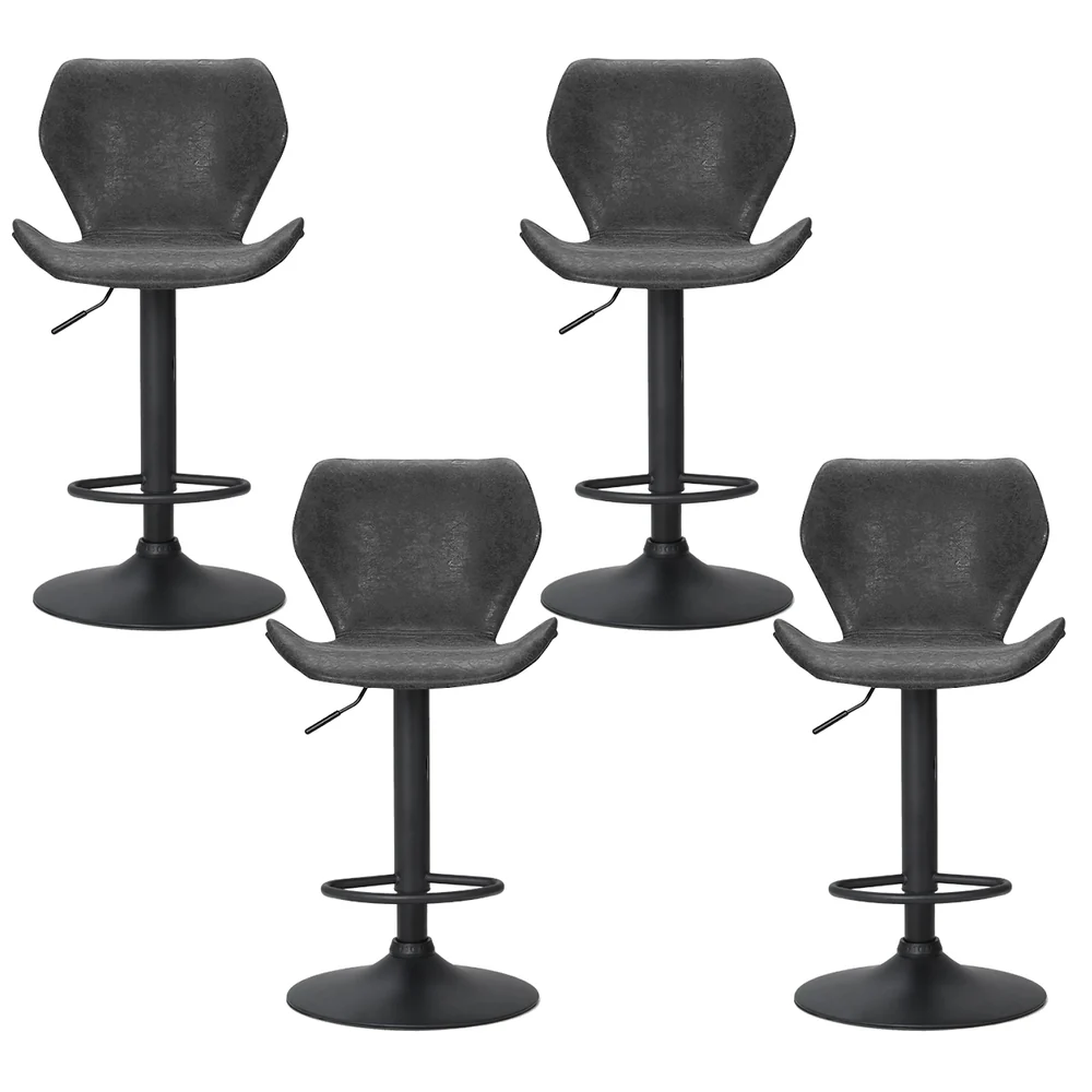 Set of 4 Frawley Vintage Leather Bar Stools - Black - Image 3
