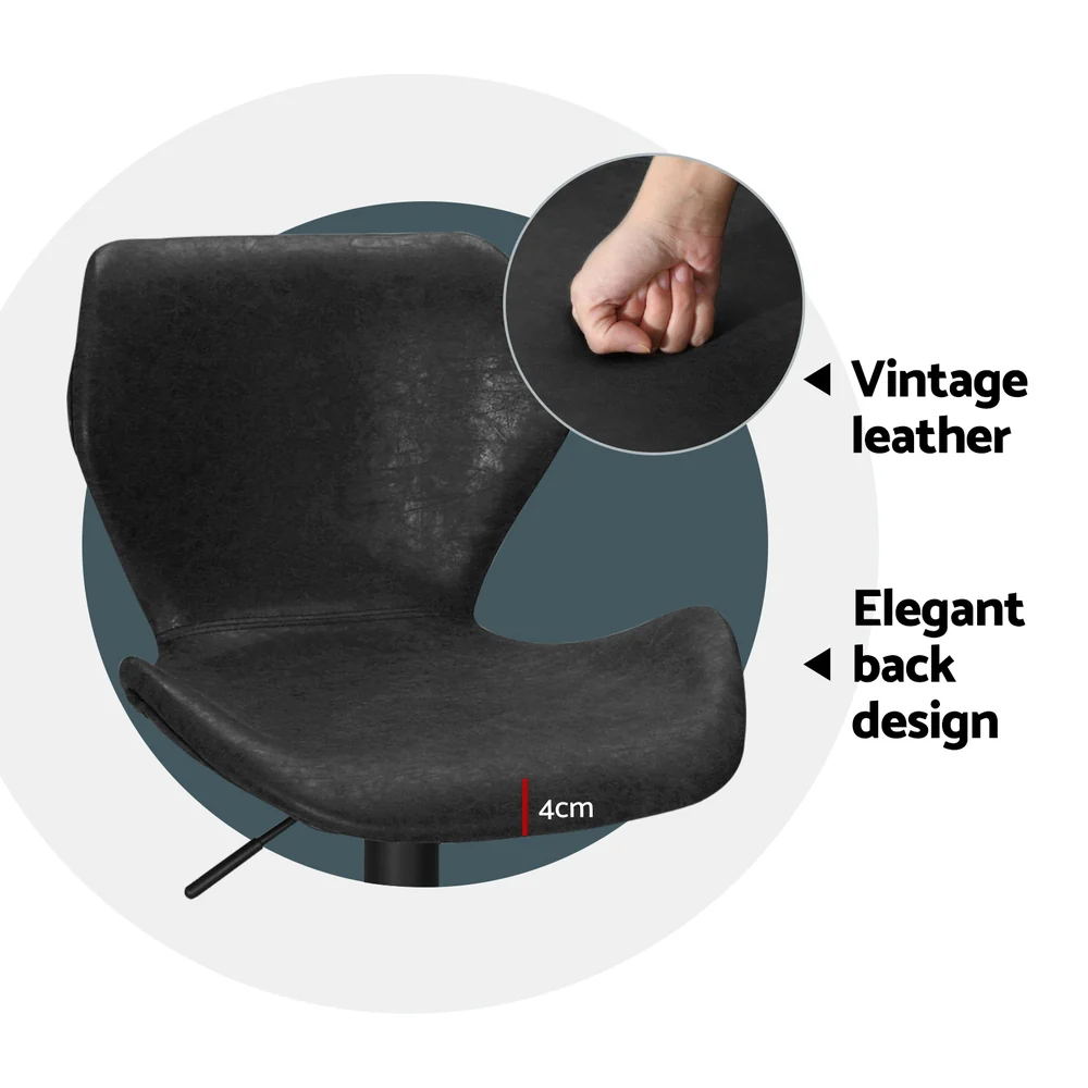 Set of 4 Frawley Vintage Leather Bar Stools - Black - Image 5