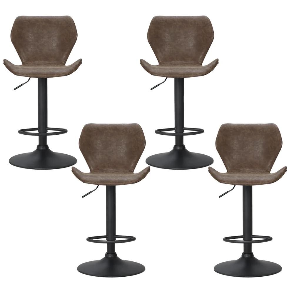 Set of 4 Frawley Vintage Leather Bar Stools - Brown - Image 3