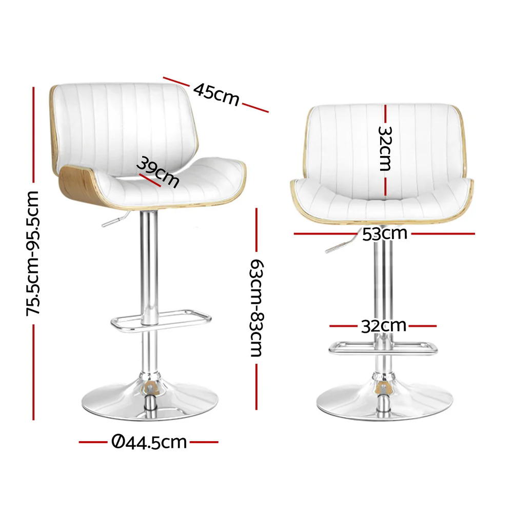 Set of 4 Galina Adjustable Swivel Bar Stools - White - Image 2