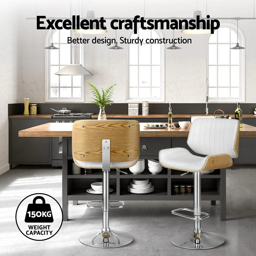 Set of 4 Galina Adjustable Swivel Bar Stools - White - Image 4