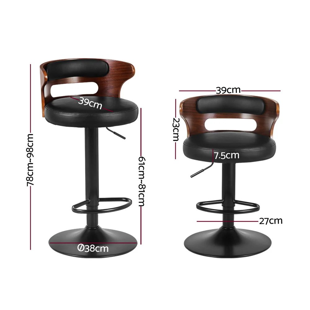 Set of 4 Grandeur Wooden Bar Stools - Black - Image 2