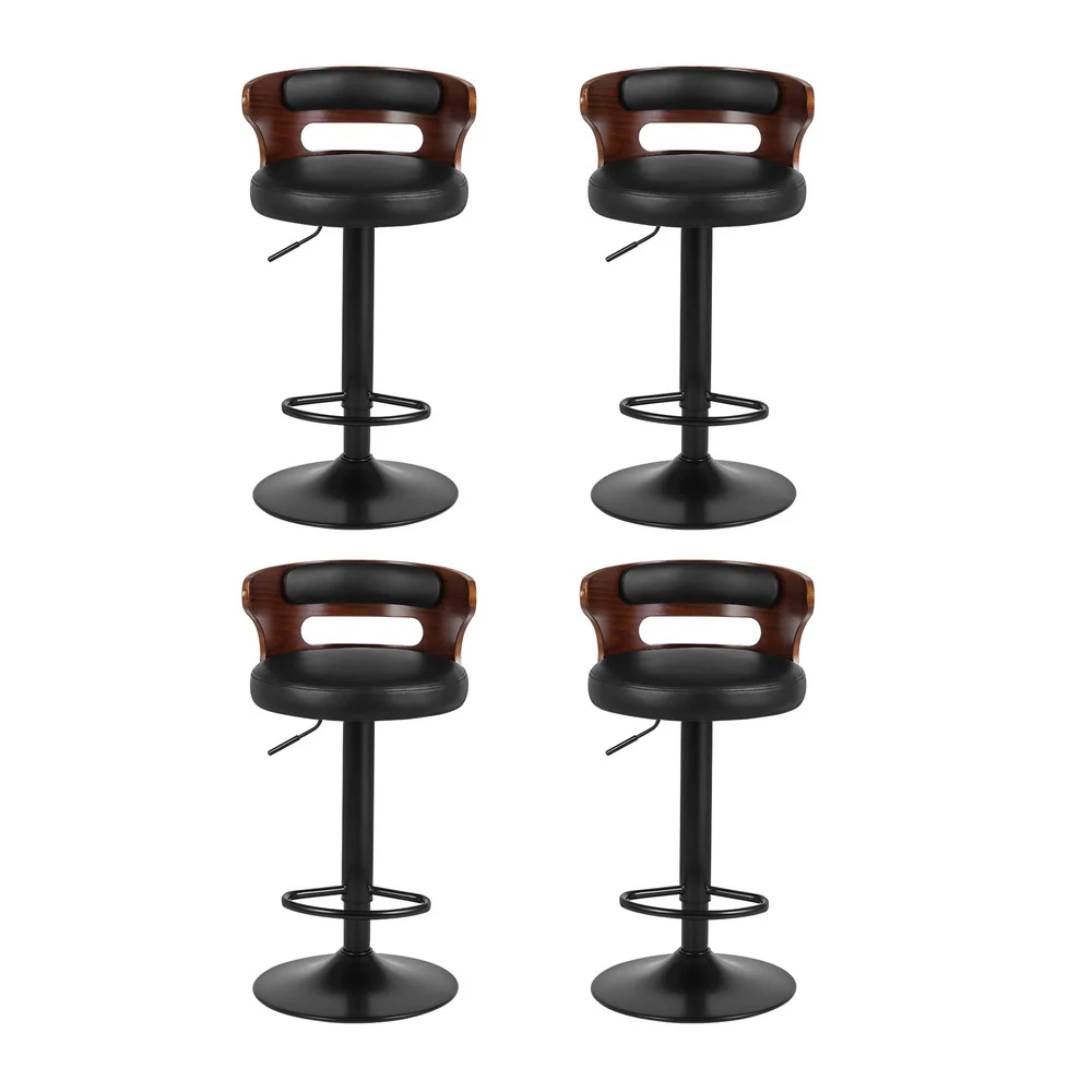 Set of 4 Grandeur Wooden Bar Stools - Black - Image 3