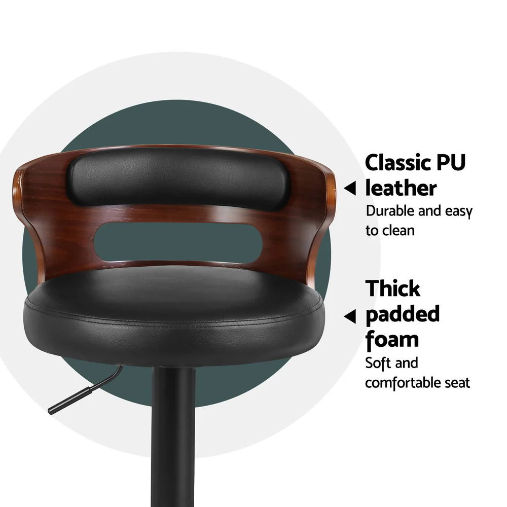 Set of 4 Grandeur Wooden Bar Stools - Black - Image 4