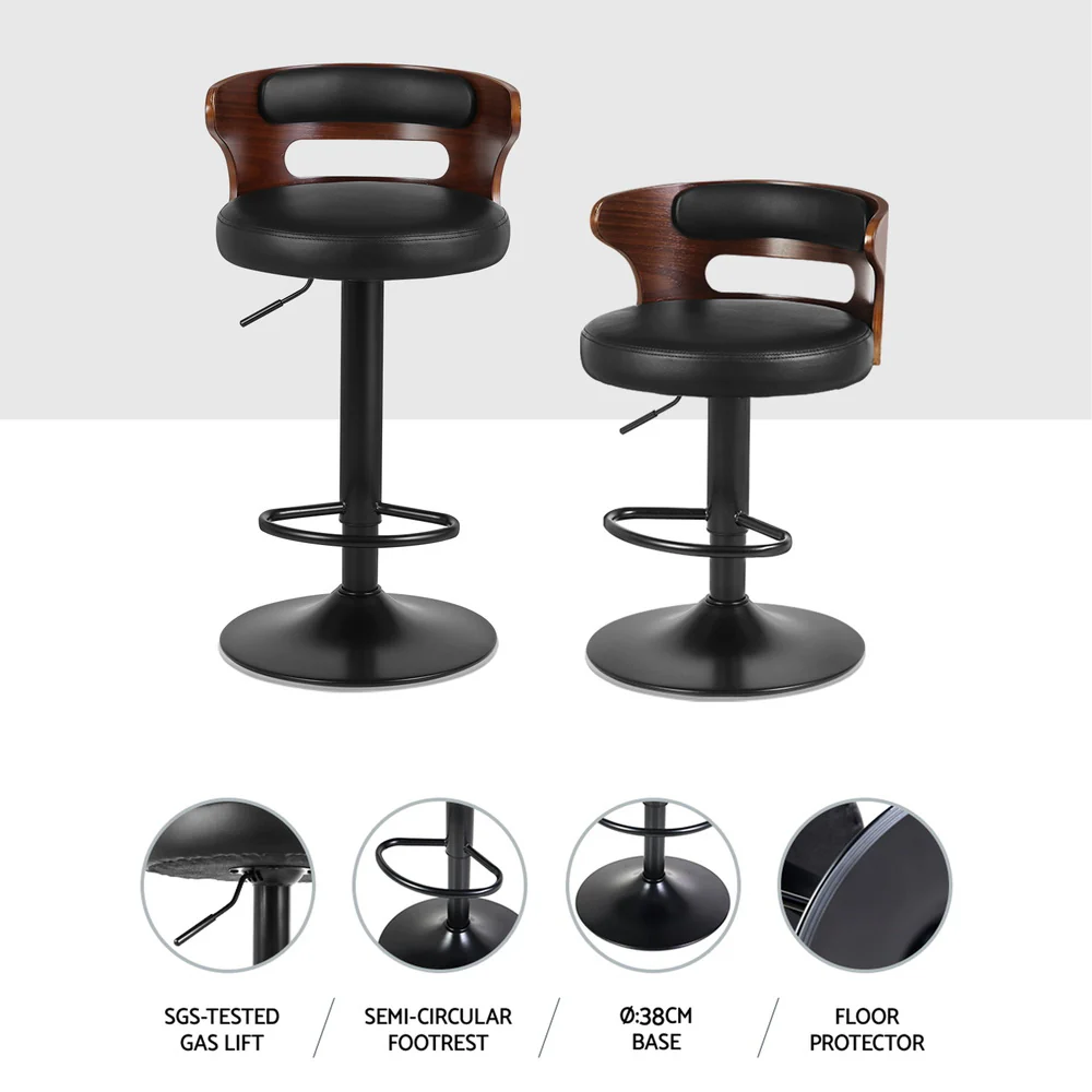 Set of 4 Grandeur Wooden Bar Stools - Black - Image 5