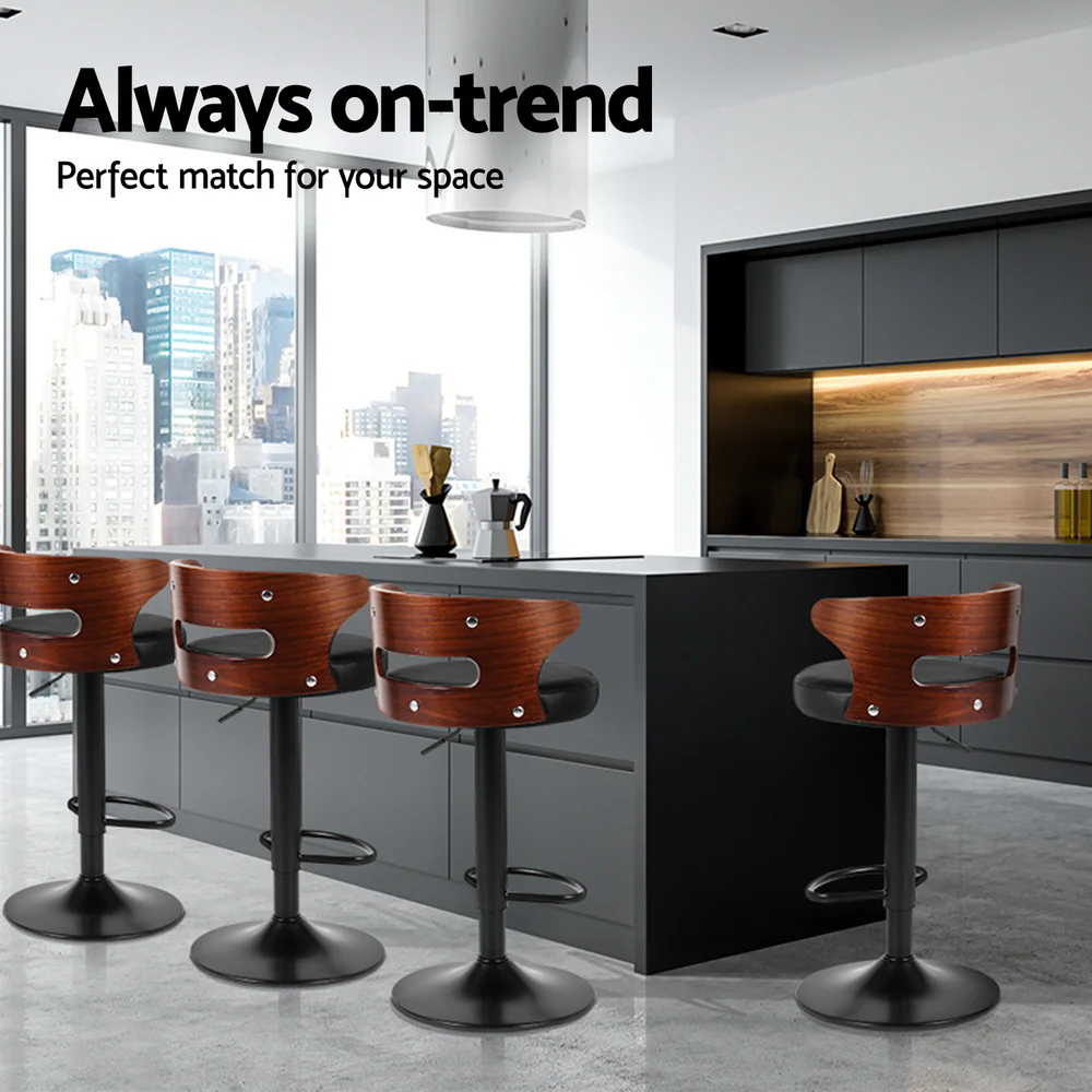 Set of 4 Grandeur Wooden Bar Stools - Black - Image 6
