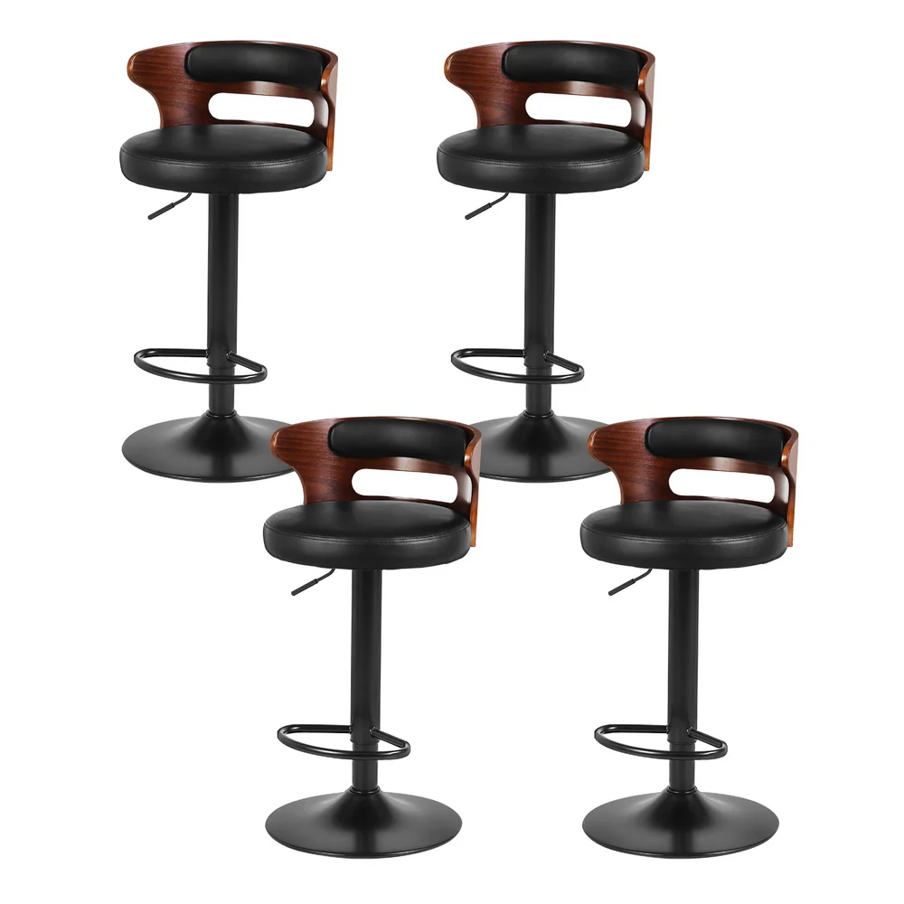 Set of 4 Grandeur Wooden Bar Stools - Black - Image 7