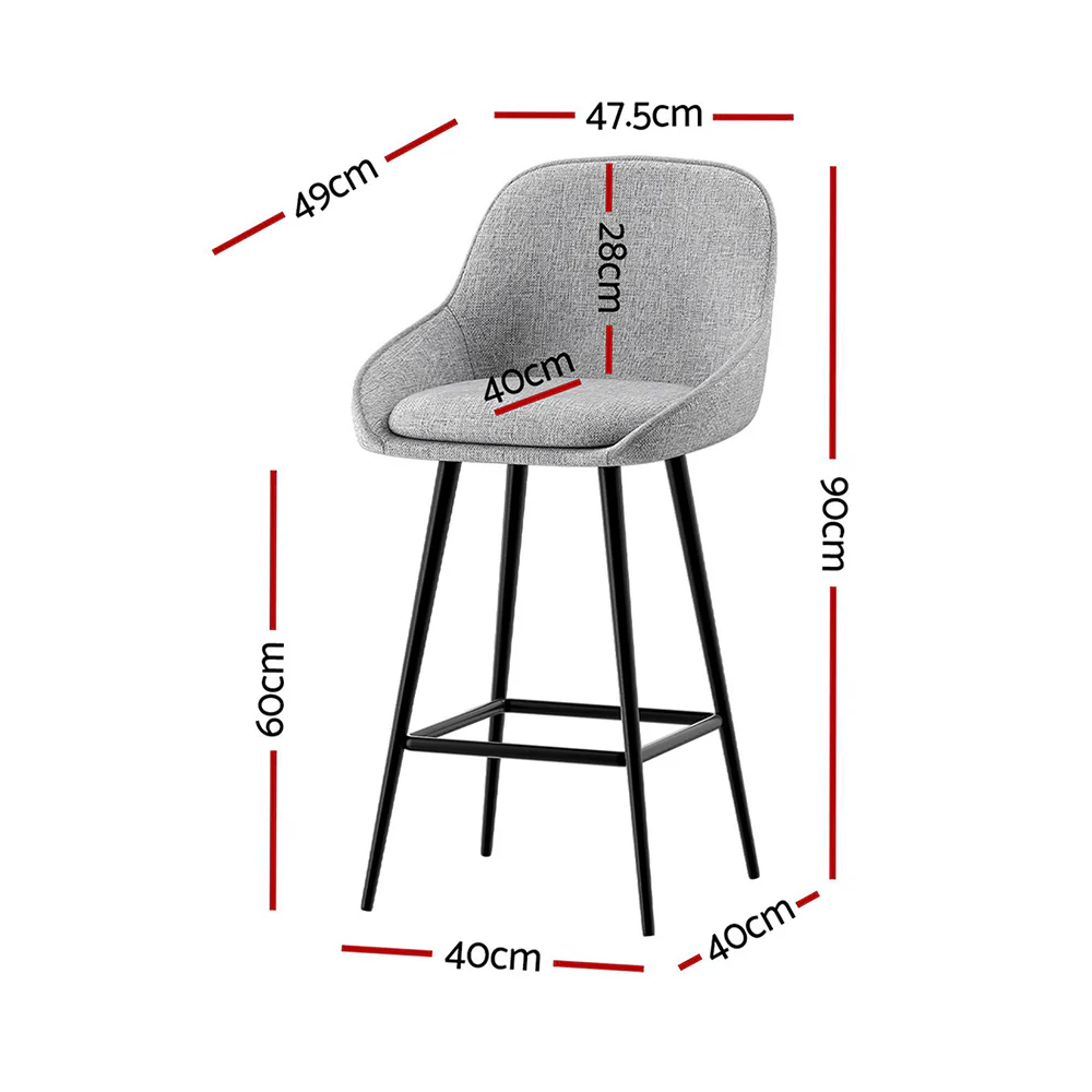 Set of 4 Halston Winged Bar Stools - Grey & Black - Image 2