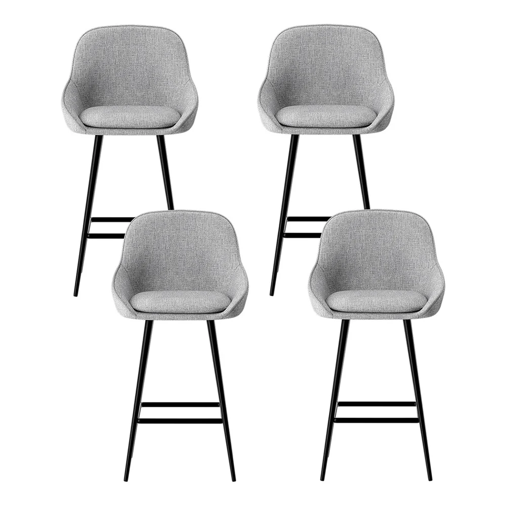Set of 4 Halston Winged Bar Stools - Grey & Black - Image 3