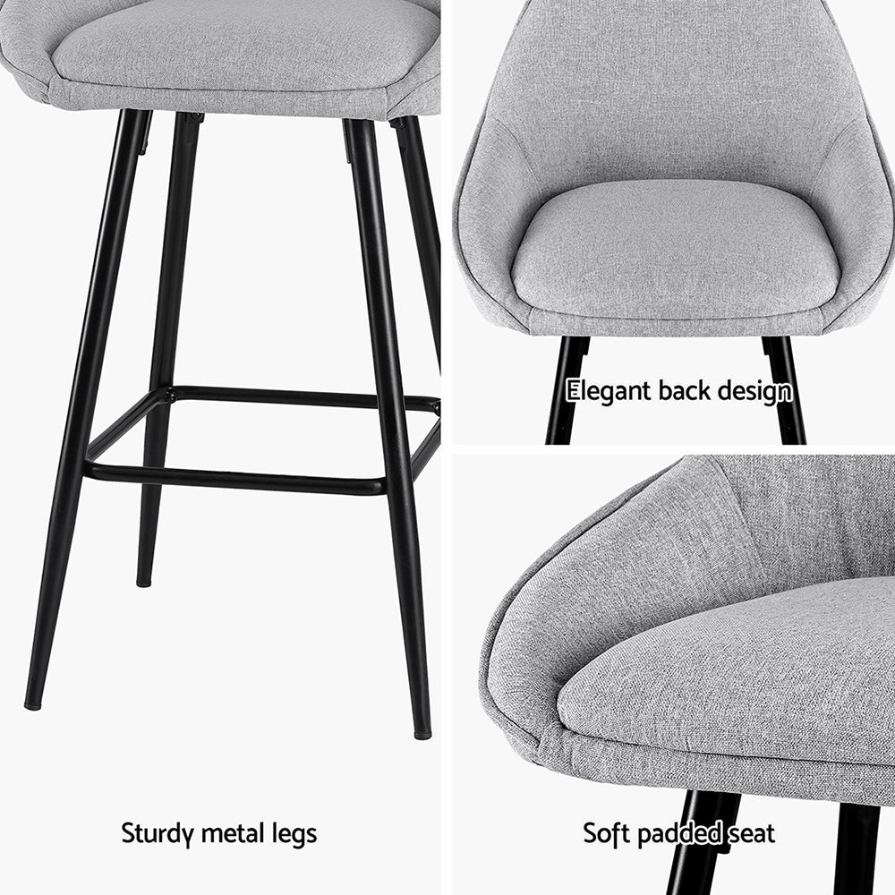 Set of 4 Halston Winged Bar Stools - Grey & Black - Image 5