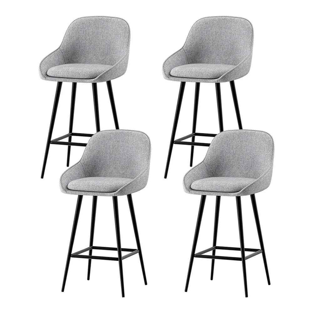 Set of 4 Halston Winged Bar Stools - Grey & Black - Image 7