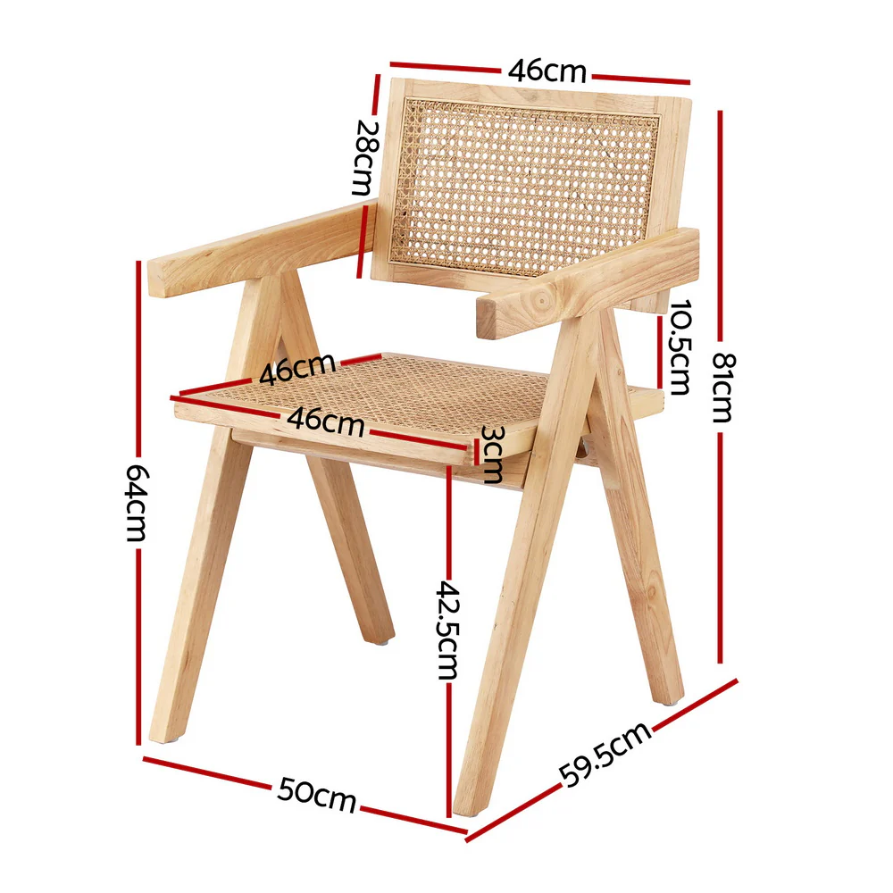 Set of 4 Handcrafted Rattan Dining Chairs – Natural - Image 3
