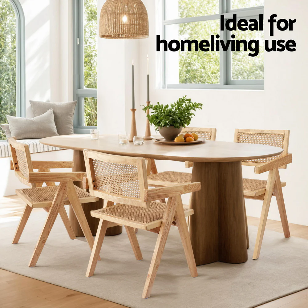 Set of 4 Handcrafted Rattan Dining Chairs – Natural - Image 7