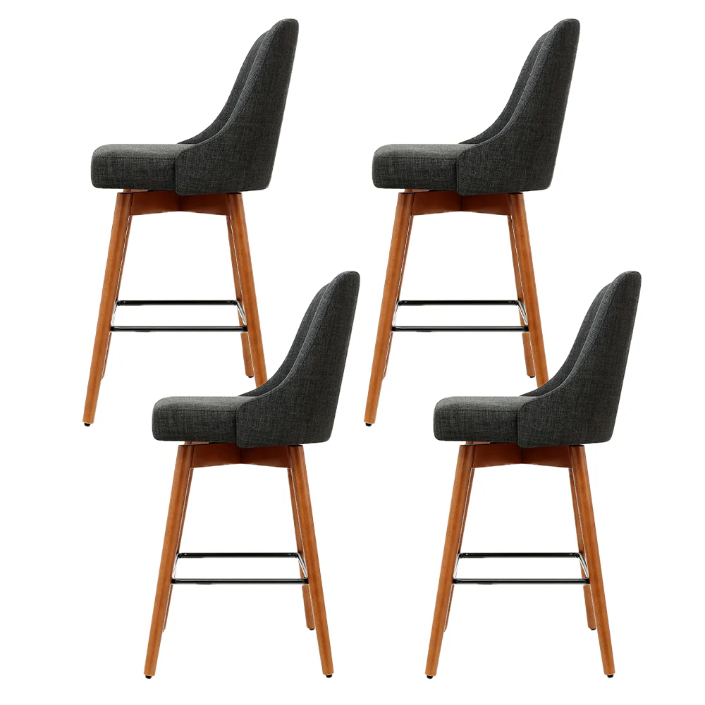 Set of 4 Henley Fabric Bar Stools with Curved Backrest – Charcoal - Image 3
