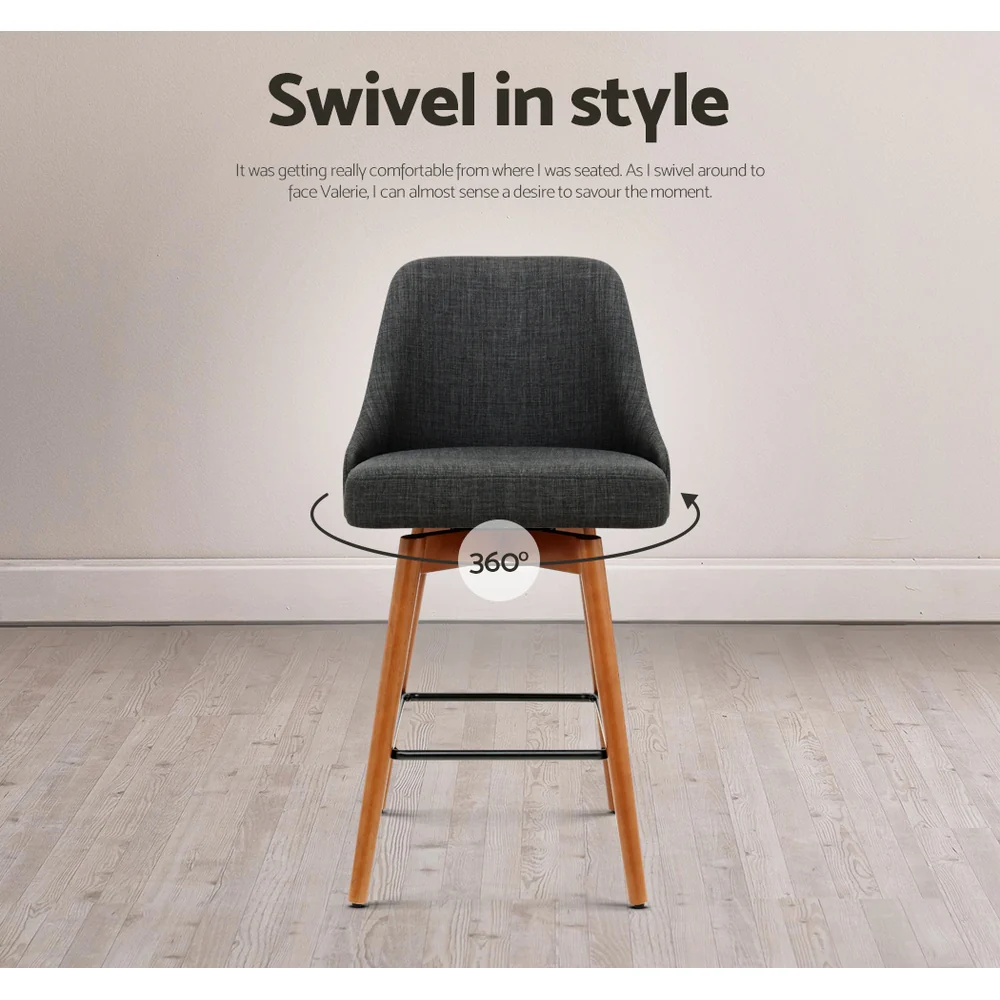 Set of 4 Henley Fabric Bar Stools with Curved Backrest – Charcoal - Image 7