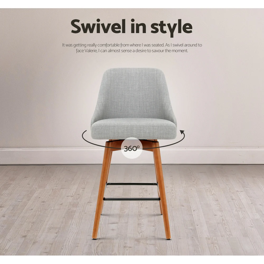 Set of 4 Henley Fabric Bar Stools with Curved Backrest – Light Grey - Image 7