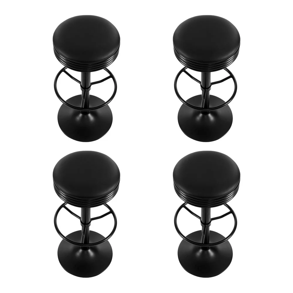 Set of 4 Hudson Retro Bar Stools – Black - Image 3