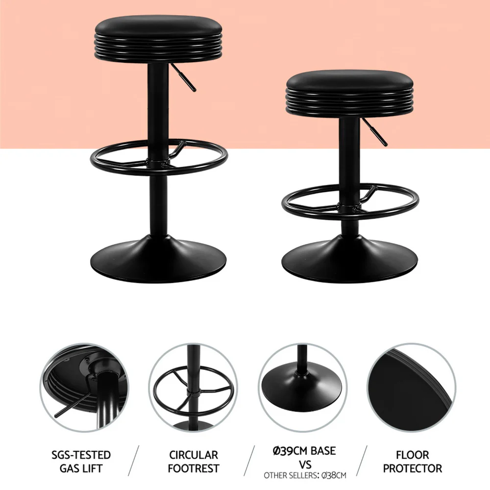 Set of 4 Hudson Retro Bar Stools – Black - Image 4