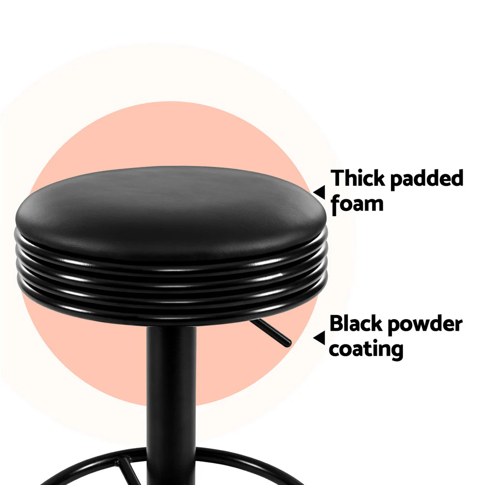 Set of 4 Hudson Retro Bar Stools – Black - Image 5