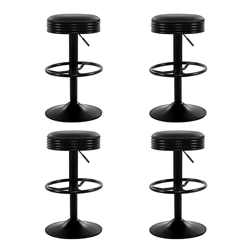 Set of 4 Hudson Retro Bar Stools – Black - Image 7