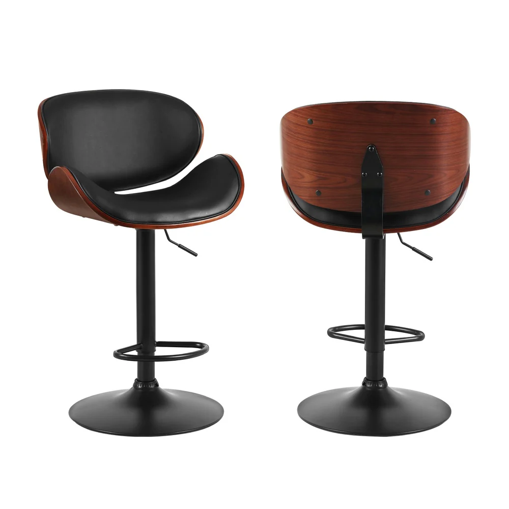 Set of 4 Joyce Wooden Gas Lift Bar Stools Black - Image 3