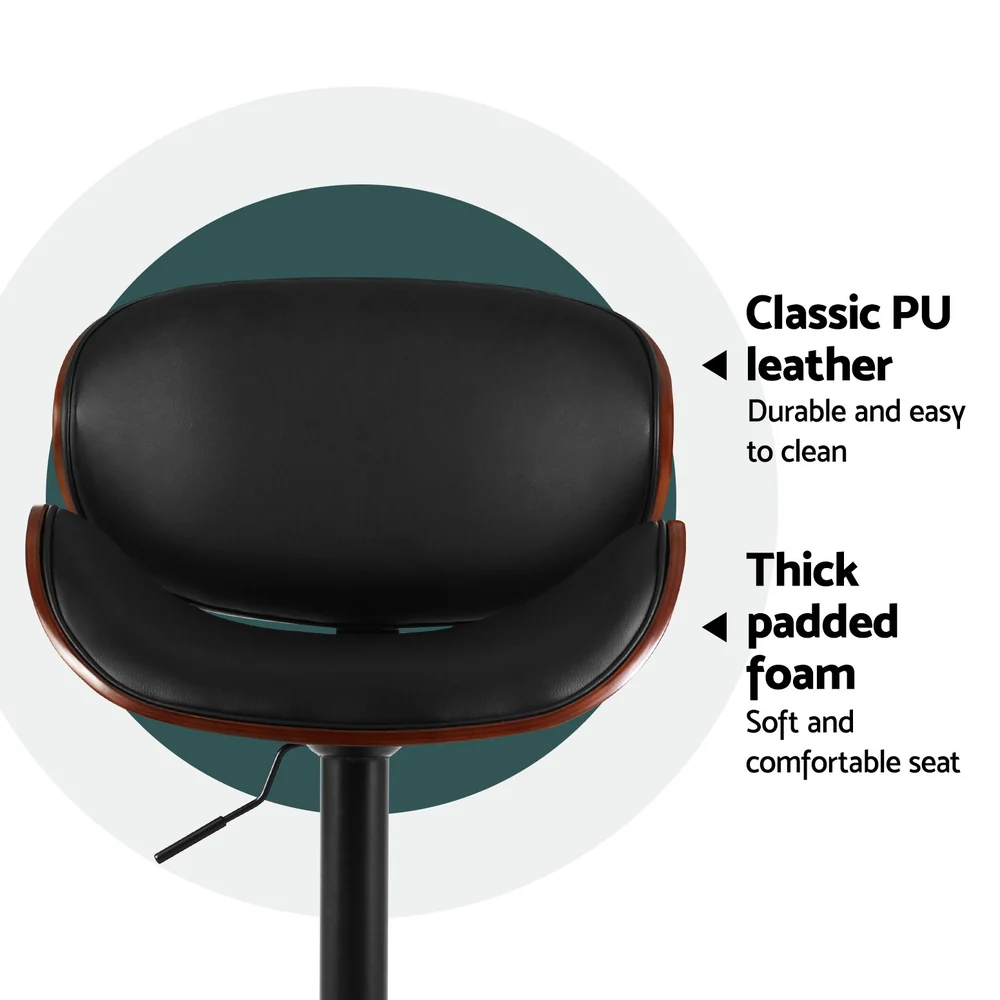 Set of 4 Joyce Wooden Gas Lift Bar Stools Black - Image 5