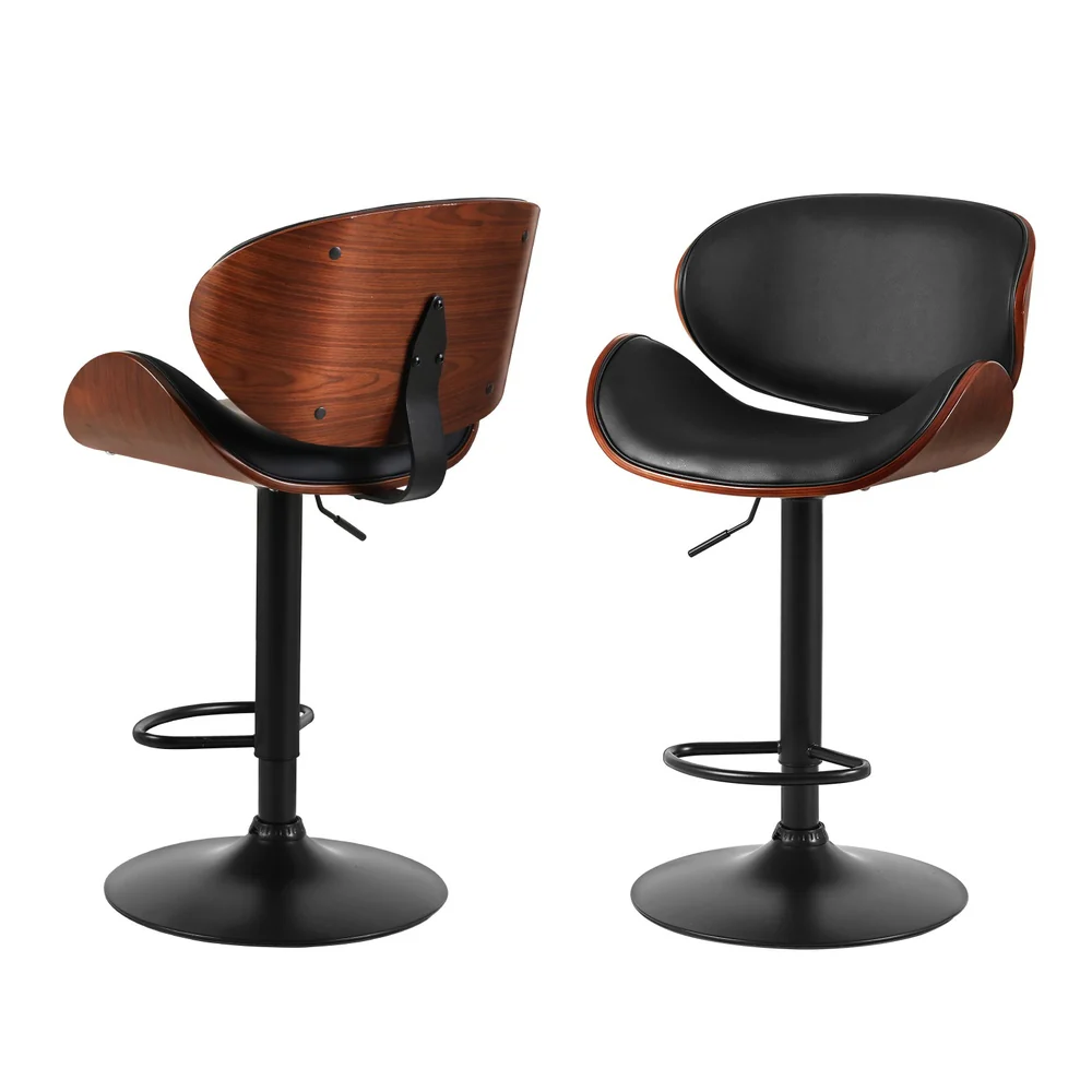 Set of 4 Joyce Wooden Gas Lift Bar Stools Black - Image 7