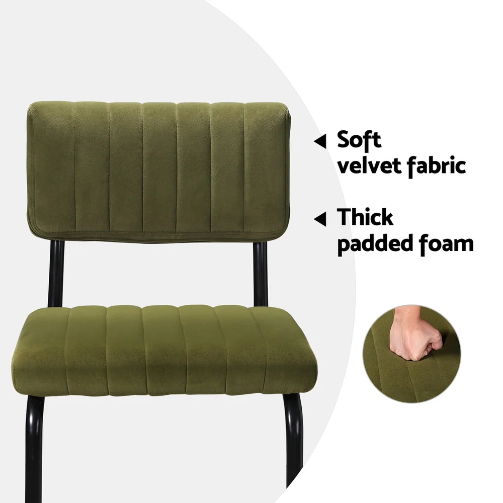 Set of 4 Kallan Velvet Bar Stools – Green - Image 4