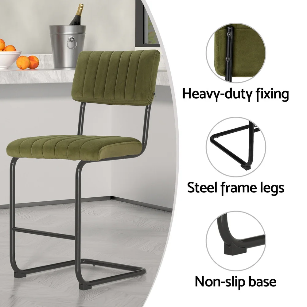 Set of 4 Kallan Velvet Bar Stools – Green - Image 5